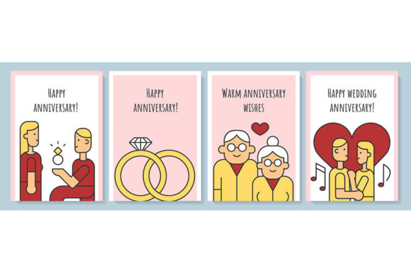 Anniversary Greeting Card Set: Graphics & Graphic Templates