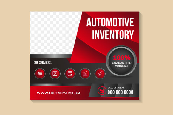 Automotive Inventory Horizontal Banner: Graphics and Print Templates