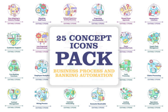 Business Process and Banking Icons Set