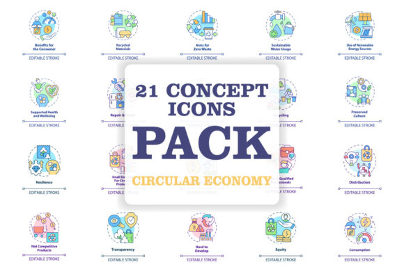 Circular Economy Concept Icons Bundle
