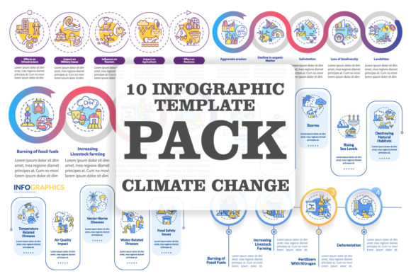 Climate Change Infographic Template Set for Graphics & Design