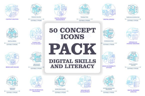 Digital Literacy and Skills Concept Icon