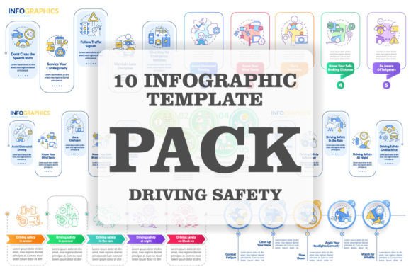 Driving Safety Infographic Template Set for Handmade Designers