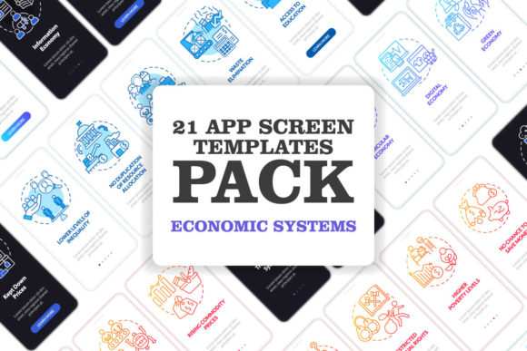 Economic System Types Mobile App Screens Graphics