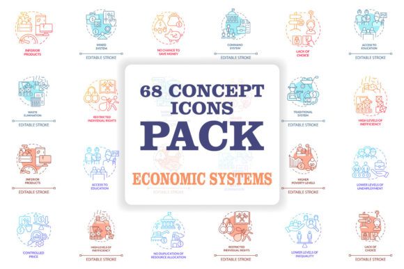 Economic Systems Turquoise Concept Icons Graphics