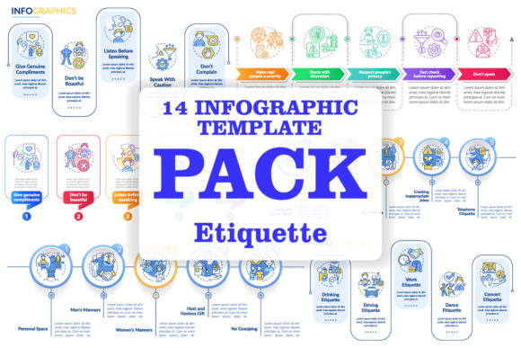 Etiquette Rules Infographic Template Set for Local Business Graphics