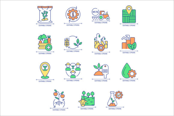 Farming Trends RGB Color Icons Set