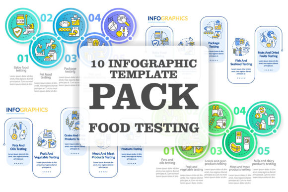 Food Test Procedures Infographic Set for Commercial Graphics