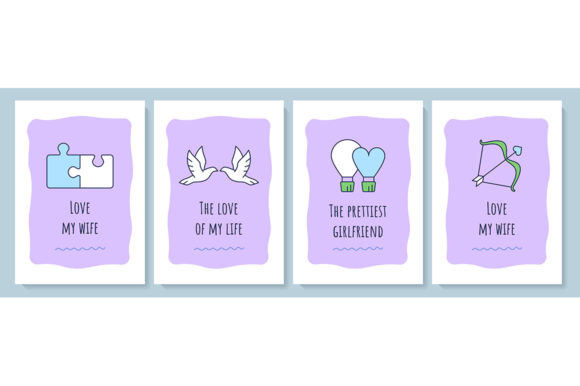For Her Greeting Card with Color Icons: Graphic Templates for Branding