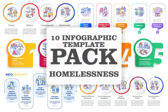 Homelessness Infographic Template Bundle: A Powerful Graphic Design Asset for Handmade Creations
