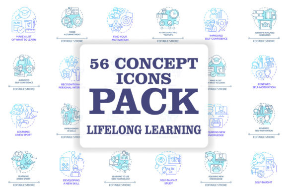 Lifelong Learning Concept Icons Set