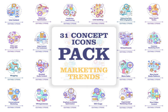 Marketing Trends Concept Icons Bundle