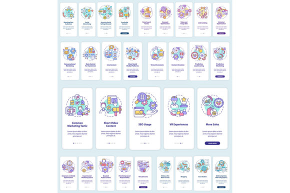 Marketing Trends Mobile App Screen Set