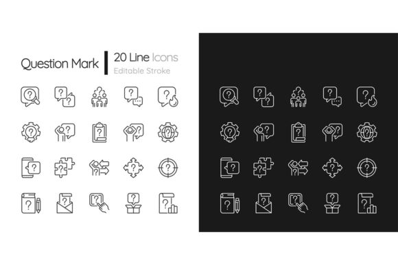 Question Mark Linear Icons Set for Graphics and Icons