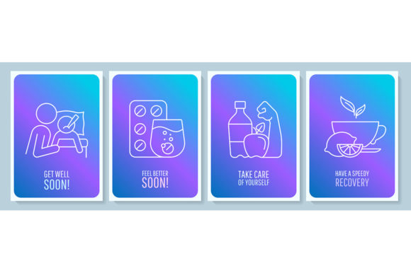 Recovery Blue Gradient Postcard Set: Graphics for Modern Branding