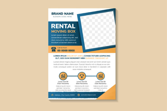 Rental Moving Box Vertical Flyer Graphics and Print Templates