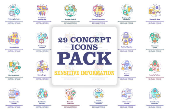 Sensitive Information Concept Icons Set