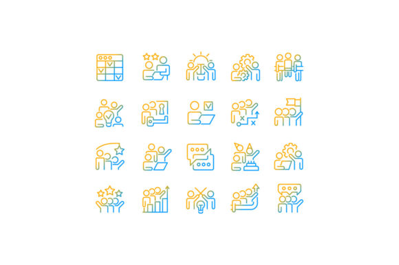 Teamwork Gradient Linear Vector Icons