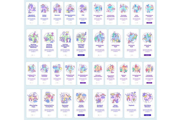 Teen Wellbeing Mobile App Screen Set: Graphics for Real Business