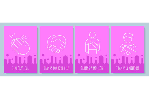 Thank You Postcard Set with Icons: Graphics for Creative Publishing