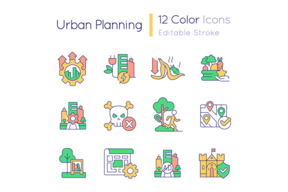 Urban Planning RGB Color Icons Set