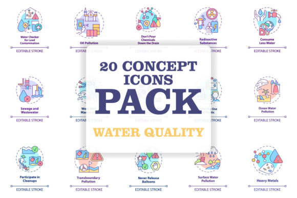 Water Quality Concept Icons Bundle