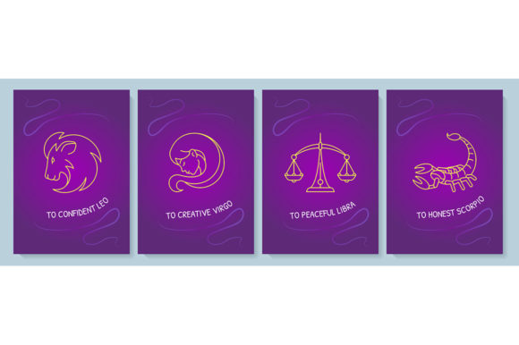 Zodiac Signs Postcard with Icons: Graphics for Creative Branding
